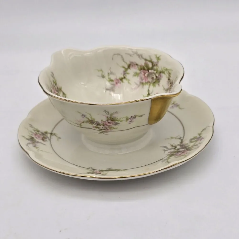 Vintage Theodore Haviland New York Rosalinde Round Sauce Bowl with Underplate